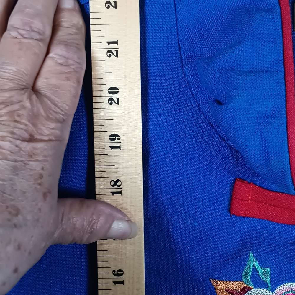 Blue Embroidered Asian Jacket with Floral Accents Size Xl - Picture 12 of 14